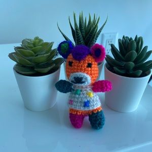 Stitched Animal Crossing crochet Doll (bear) handmade - Amigurumi Character Mini